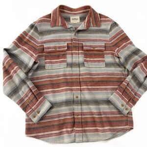 UpWest Shirt Button Down Shacket Mens Medium Organic Cotton Striped Southwestern